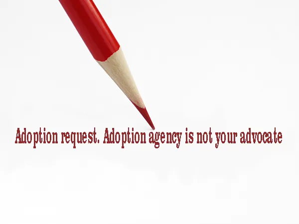 Adoption request. Adoption agency is not your advocate
