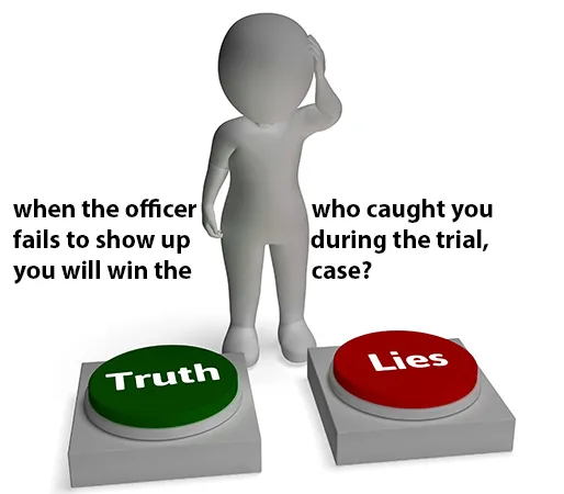 when the officer who caught you fails to show up during the trial, you will win the case?